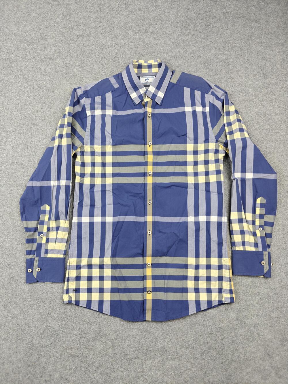 Southern Tide Shirt Mens Small Blue Plaid 100% Cotton Long Sleeve Button-Up Slim